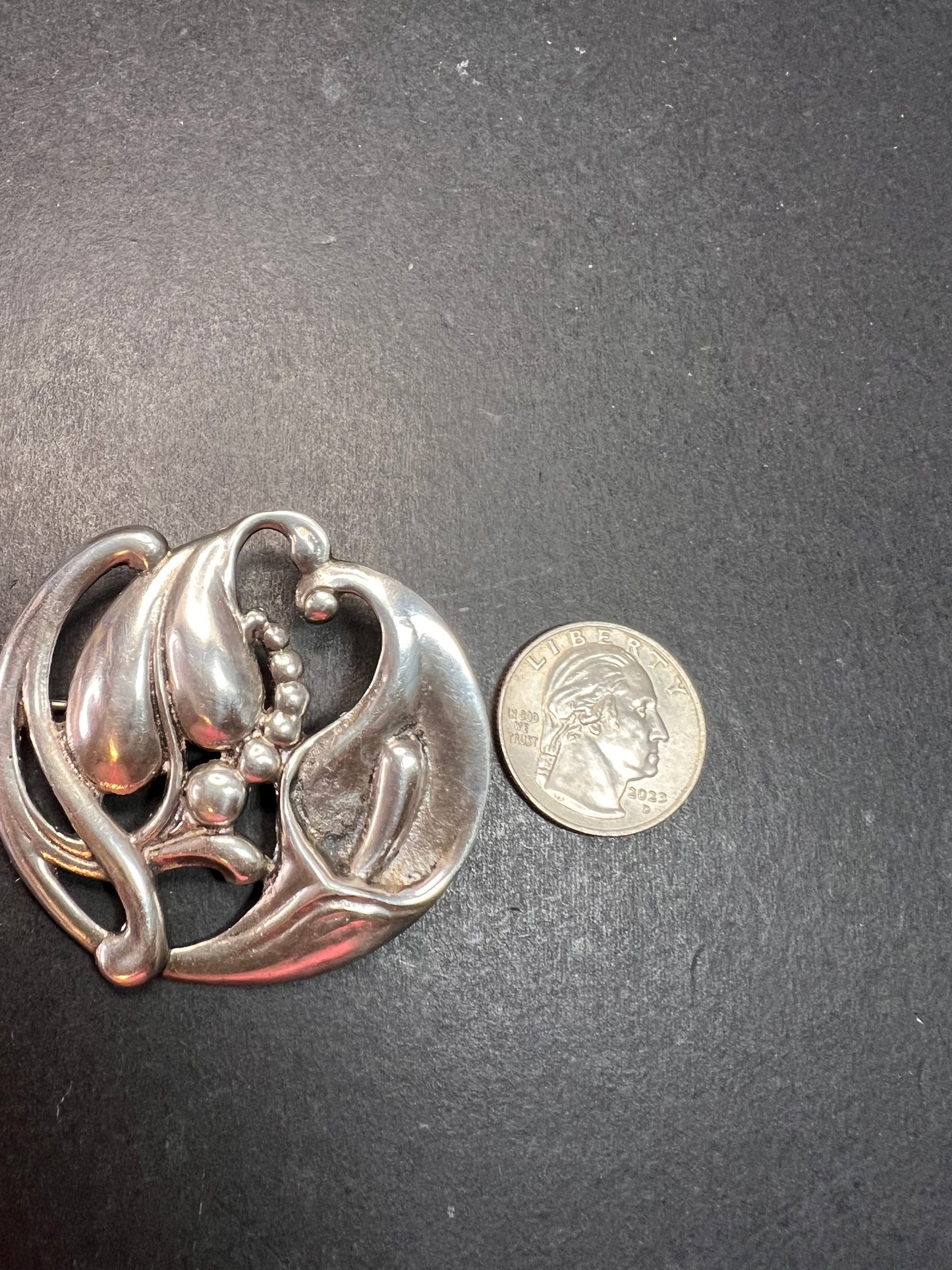 Vintage 1940s VIKING CRAFT Sterling Silver CALLA LILLY BROOCH