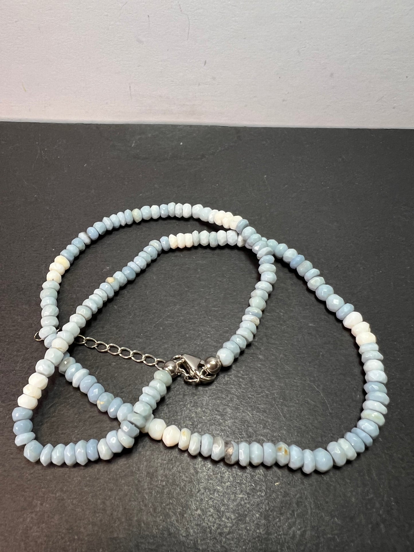 Shaded blue opal necklace with sterling silver clasp