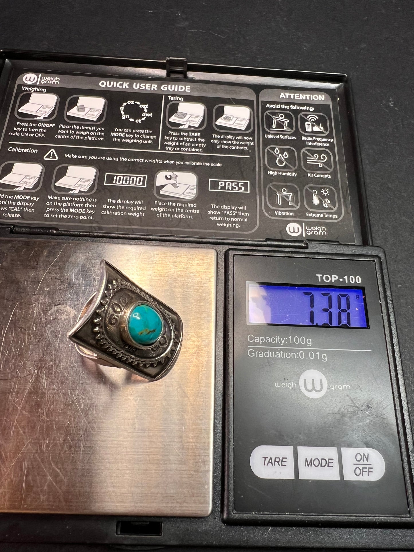 Vintage DIDAE Sterling Silver Kingman Turquoise Shield Ring – Size 7