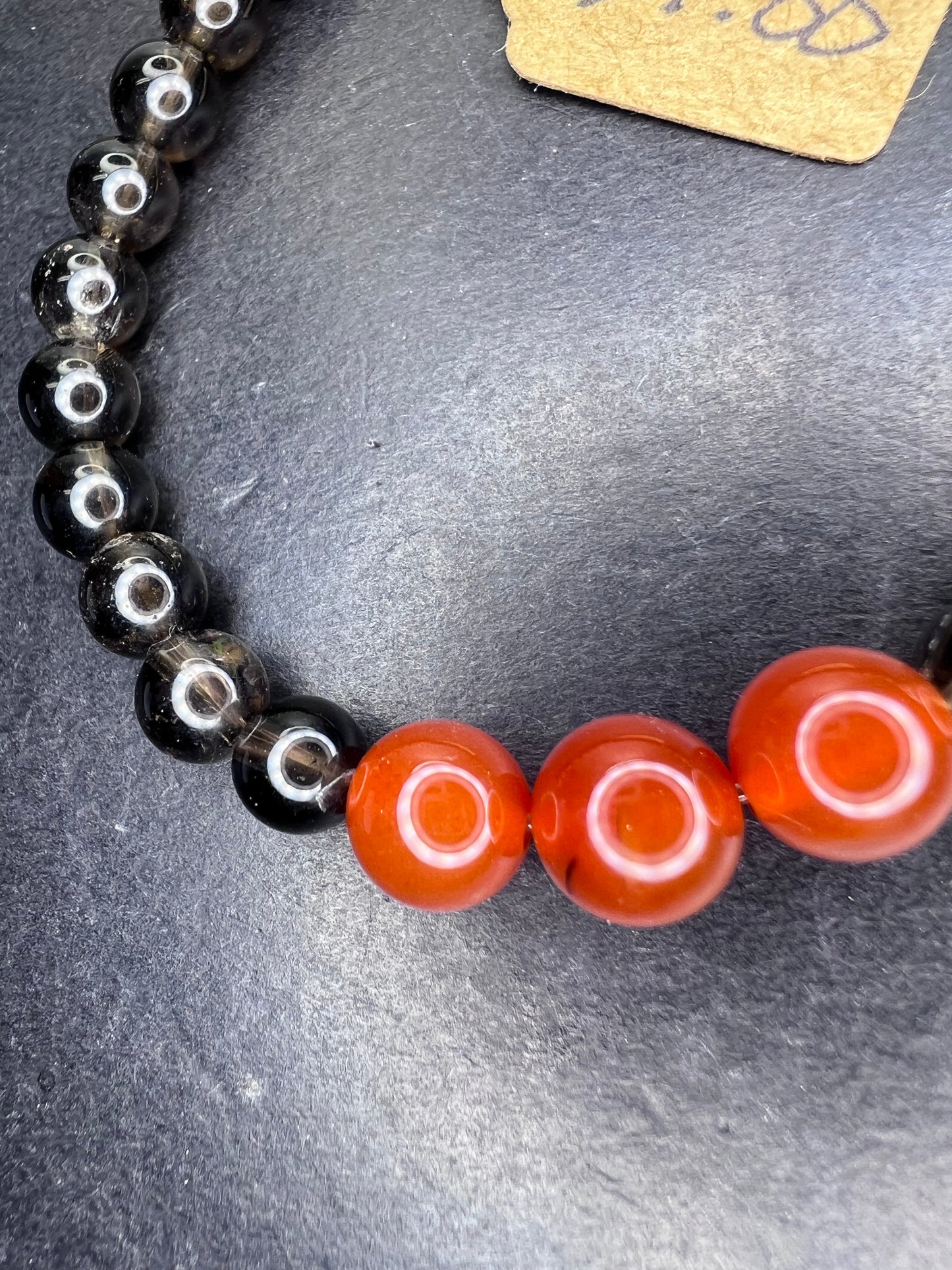 Smoky quartz and carnelian bracelet 7 inch