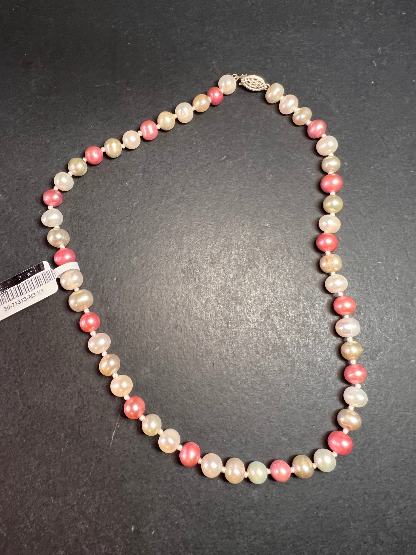NEW multi colored freshwater pearl necklace with sterling silver clasp