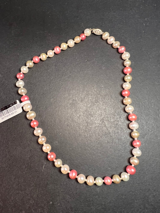 NEW multi colored freshwater pearl necklace with sterling silver clasp