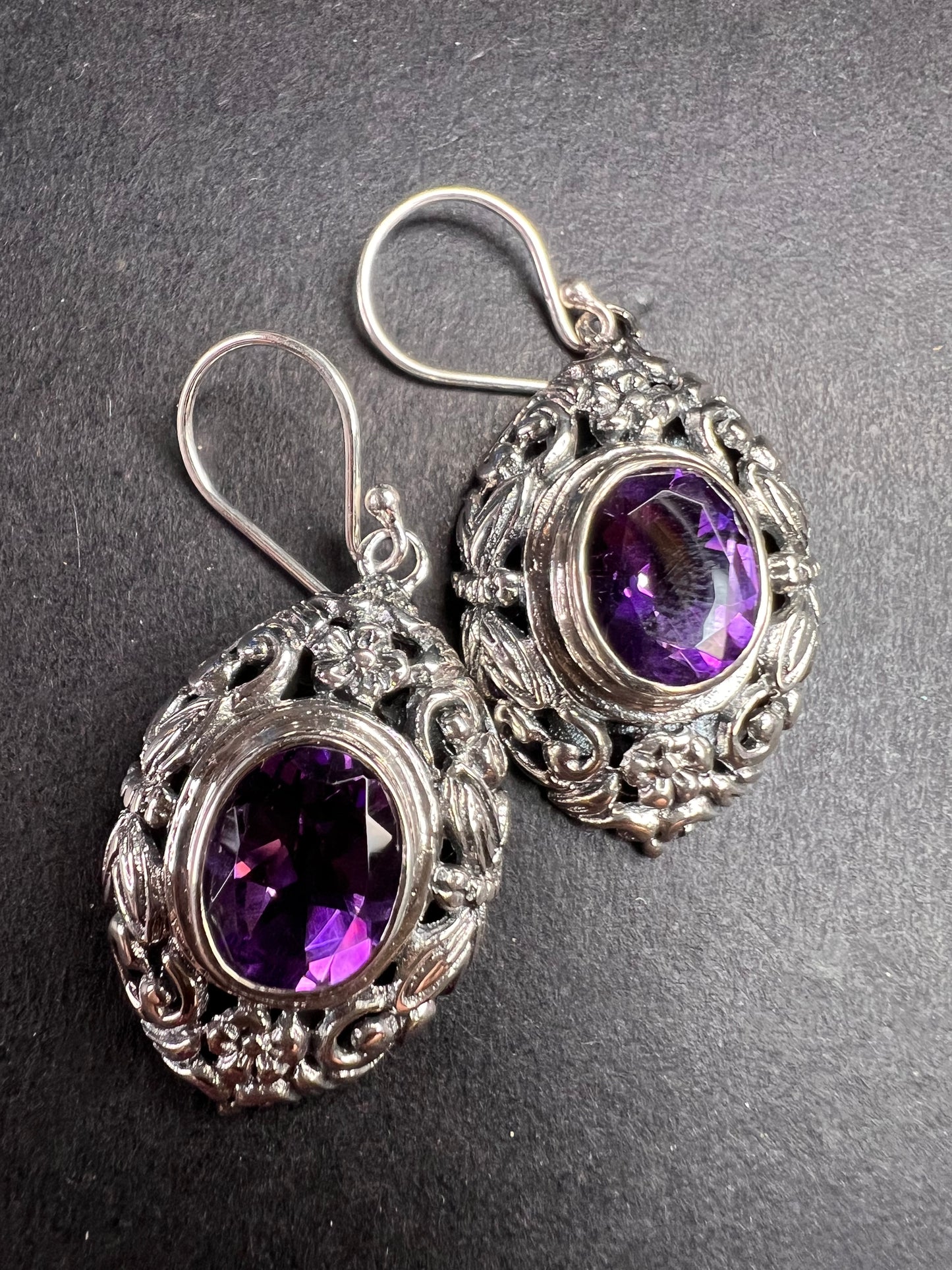 NEW Bali rose de France amethyst sterling silver dragonfly earrings