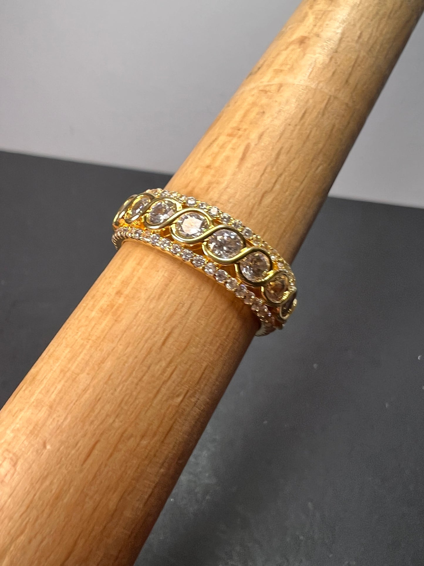 CZ gold over Sterling eternity band ring size 11