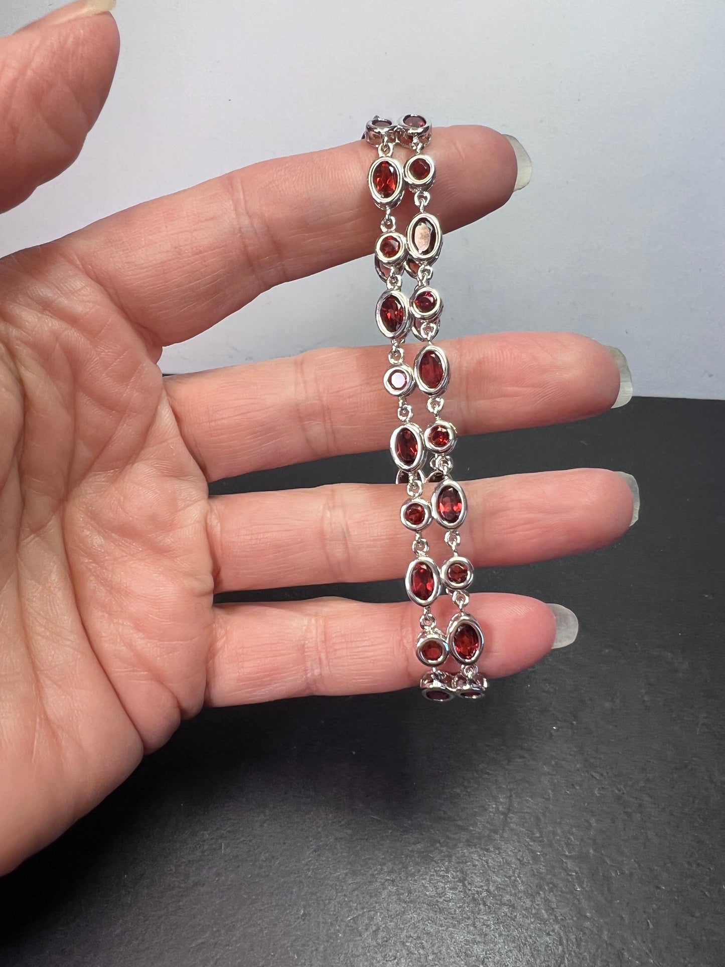 Garnet and Sterling silver bubble bracelet