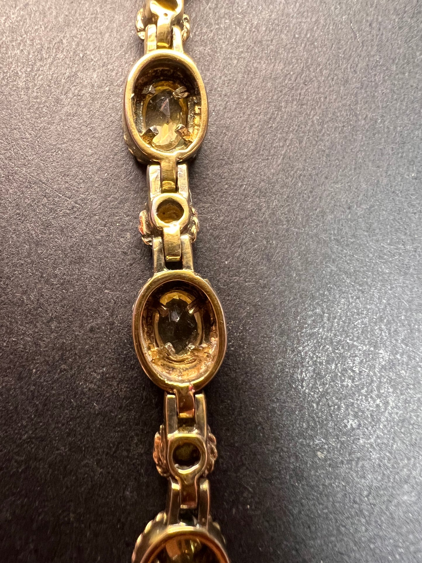 Vintage citrine tennis bracelet in yellow gold over sterling silver