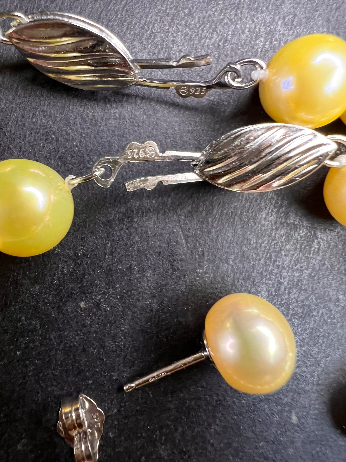 New Freshwater Pearl Necklace Bracelet Earrings Set Sterling Silver