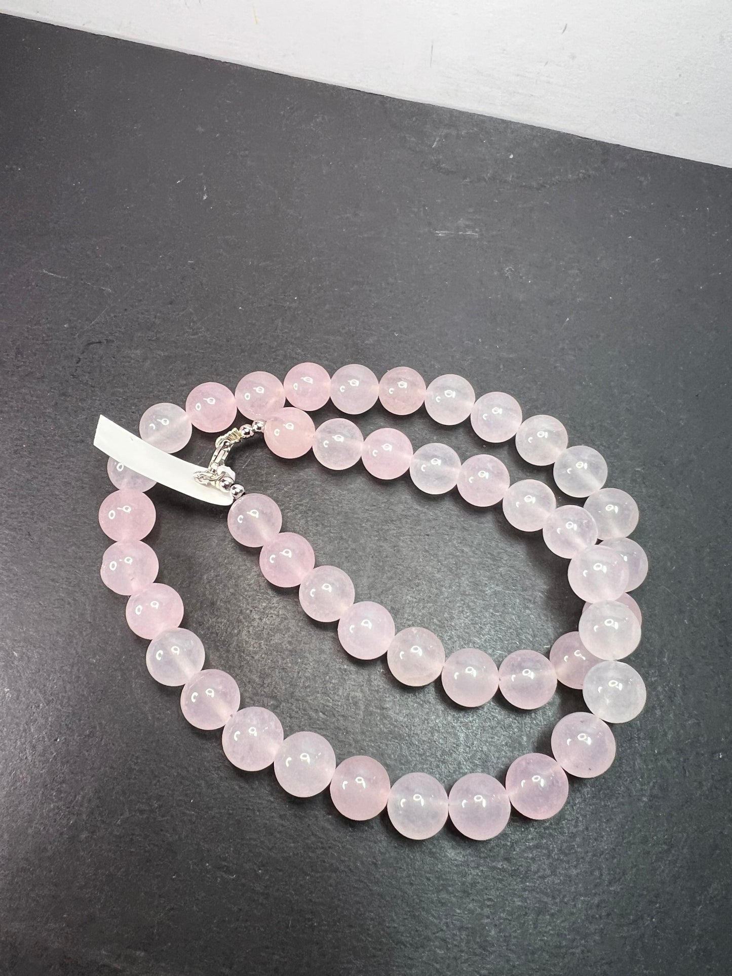 Rose quartz beaded 18 inch necklace with sterling silver clasp *NEW*