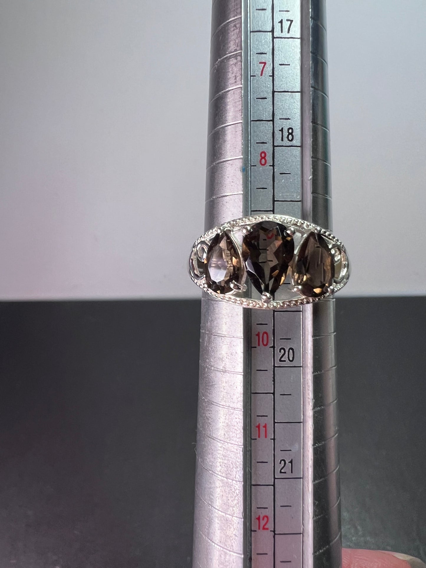 Smoky quartz and sterling silver ring size 9