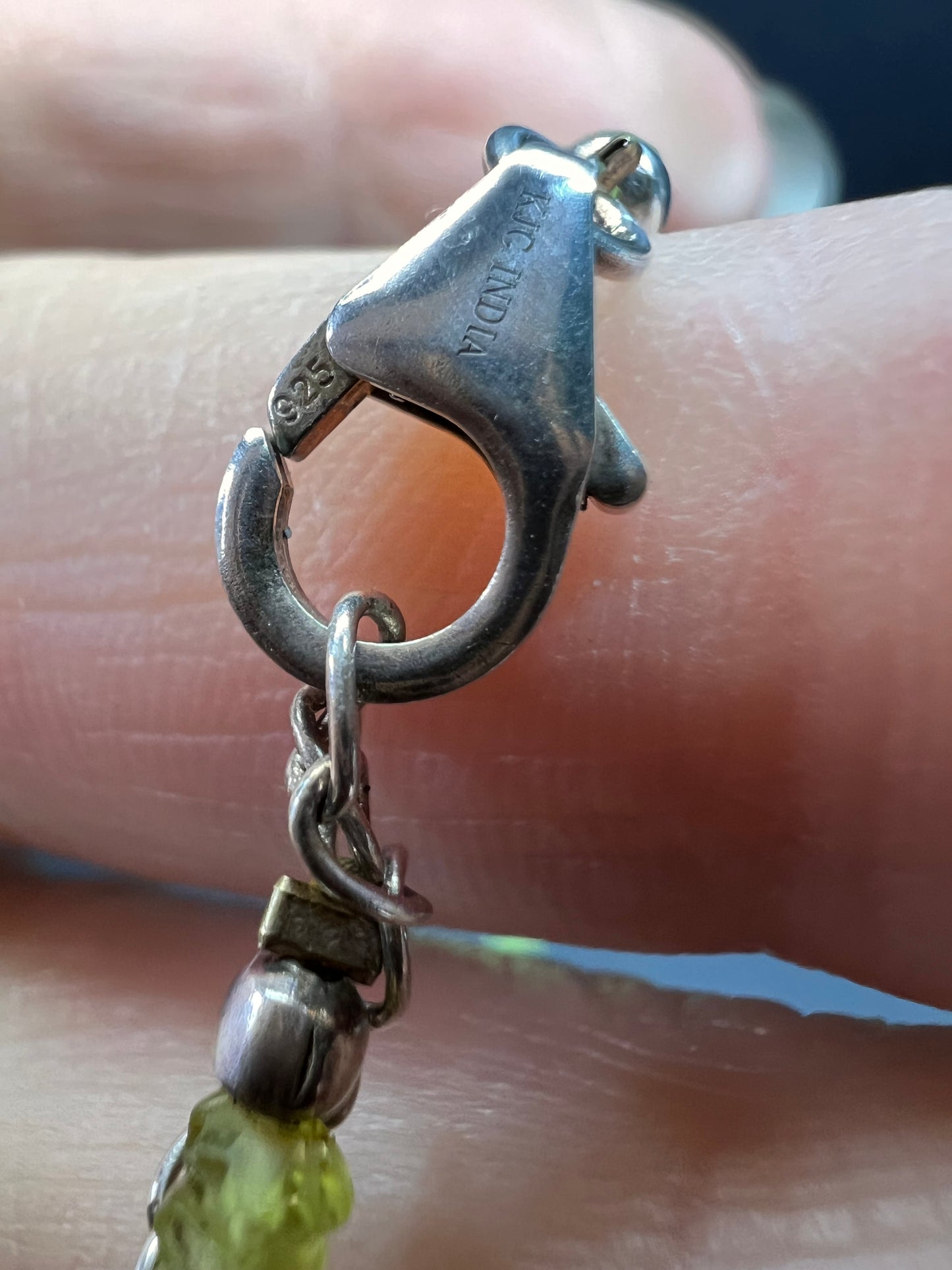 Vintage Peridot Bead Necklace 18–20” Sterling Silver 925 KJC India