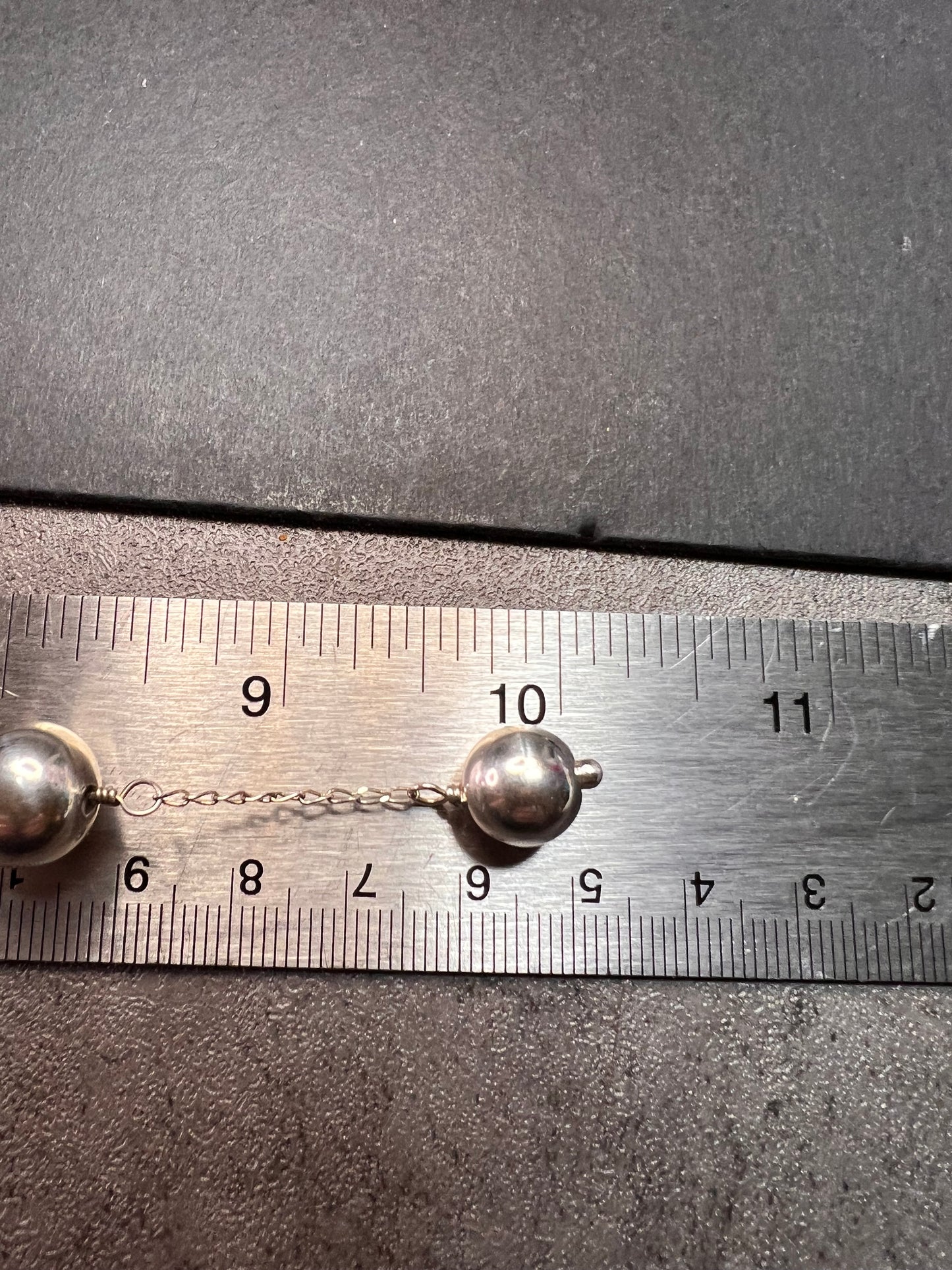 Vintage sterling silver Y drop station ball necklace