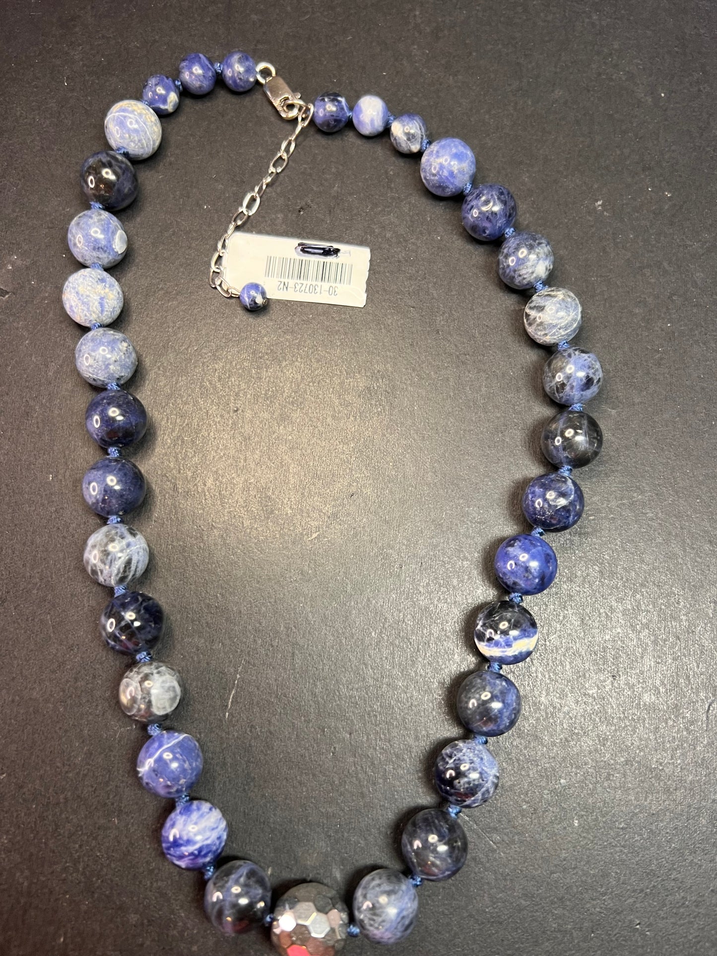 NEW sodalite and hematite necklace with sterling silver clasp