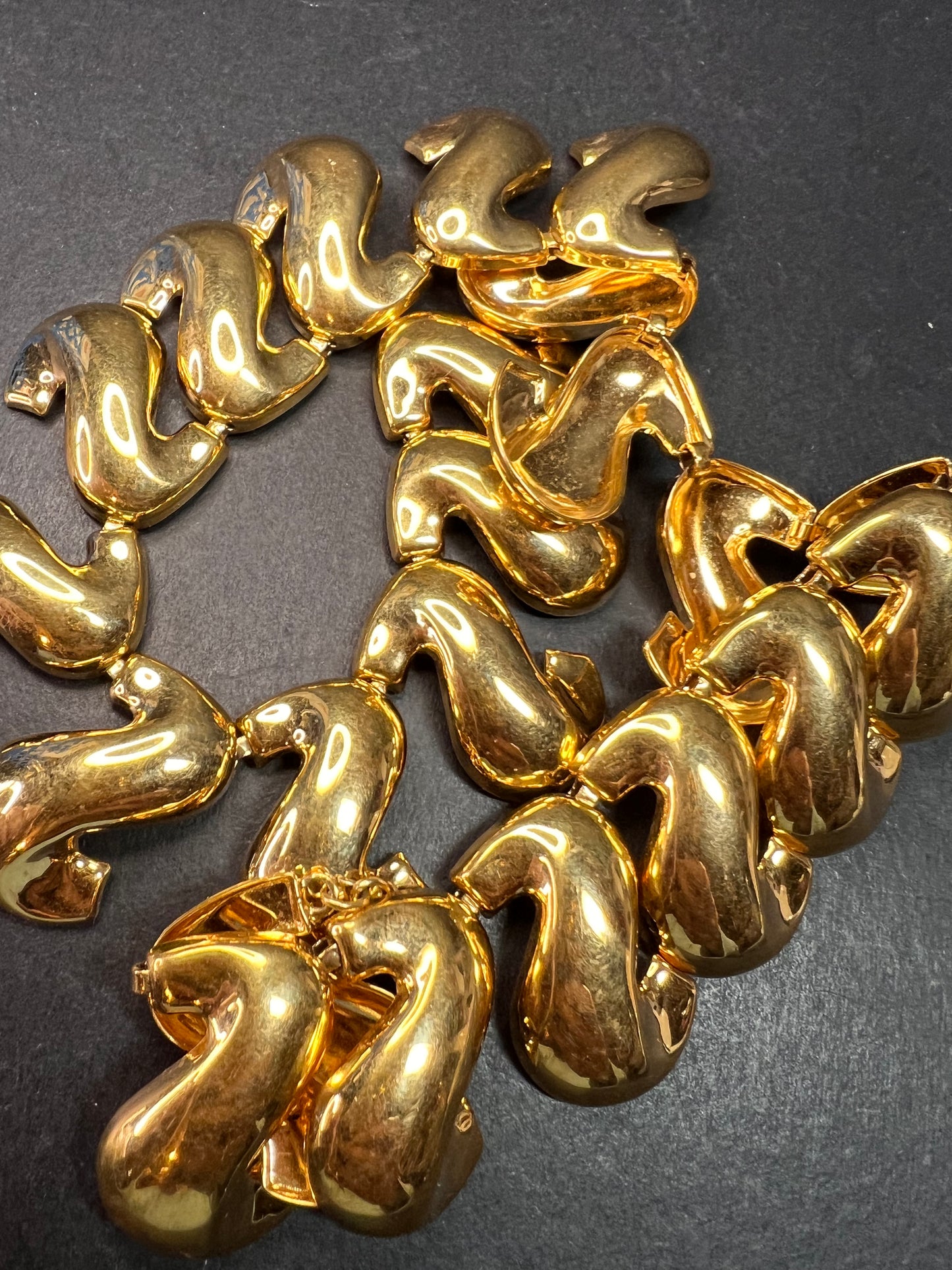 Vintage MCM Napier Gold-Tone Sculptural S-Link Statement Necklace, Signed