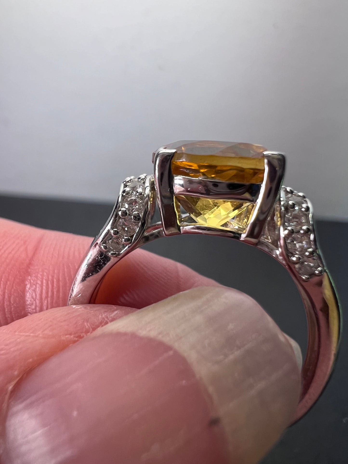 Yellow Citrine Sterling Silver Ring 3.08ctw size 9