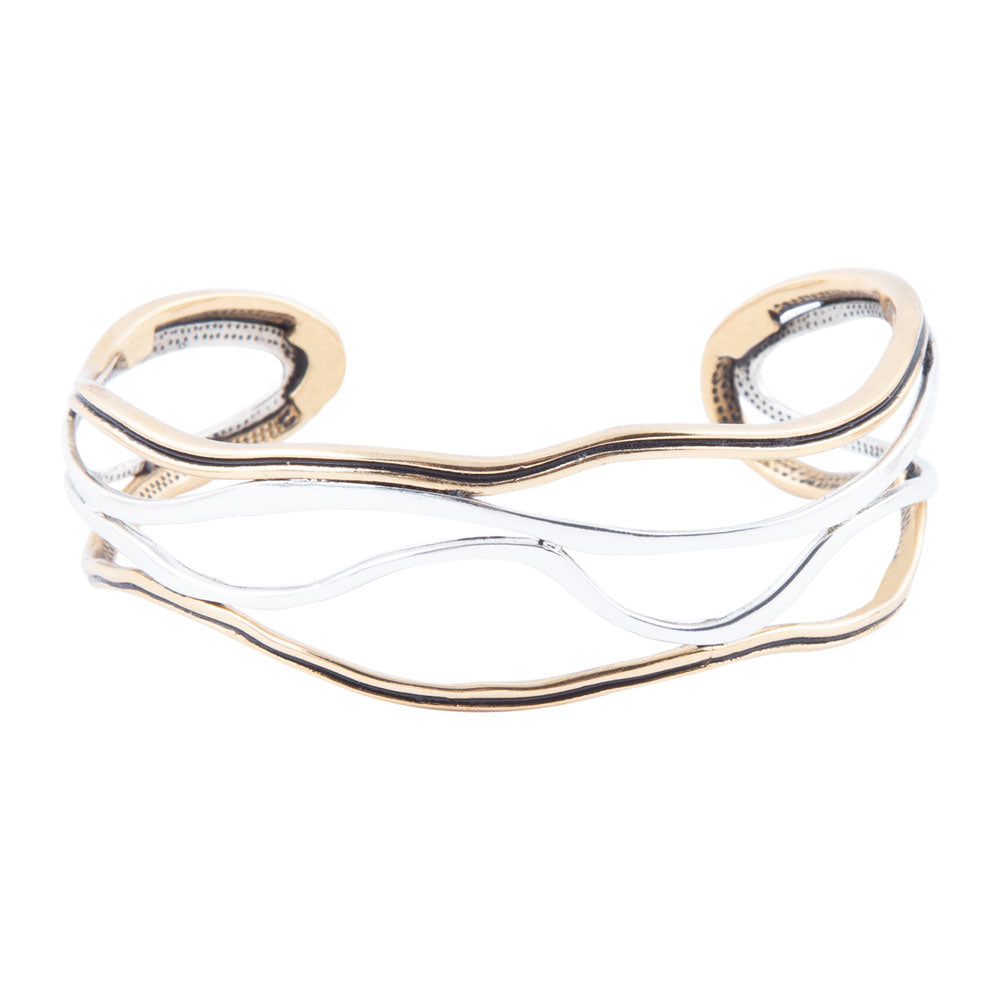 Barse Fresh Two Toned Sterling Silver and Bronze Cuff Bracelet