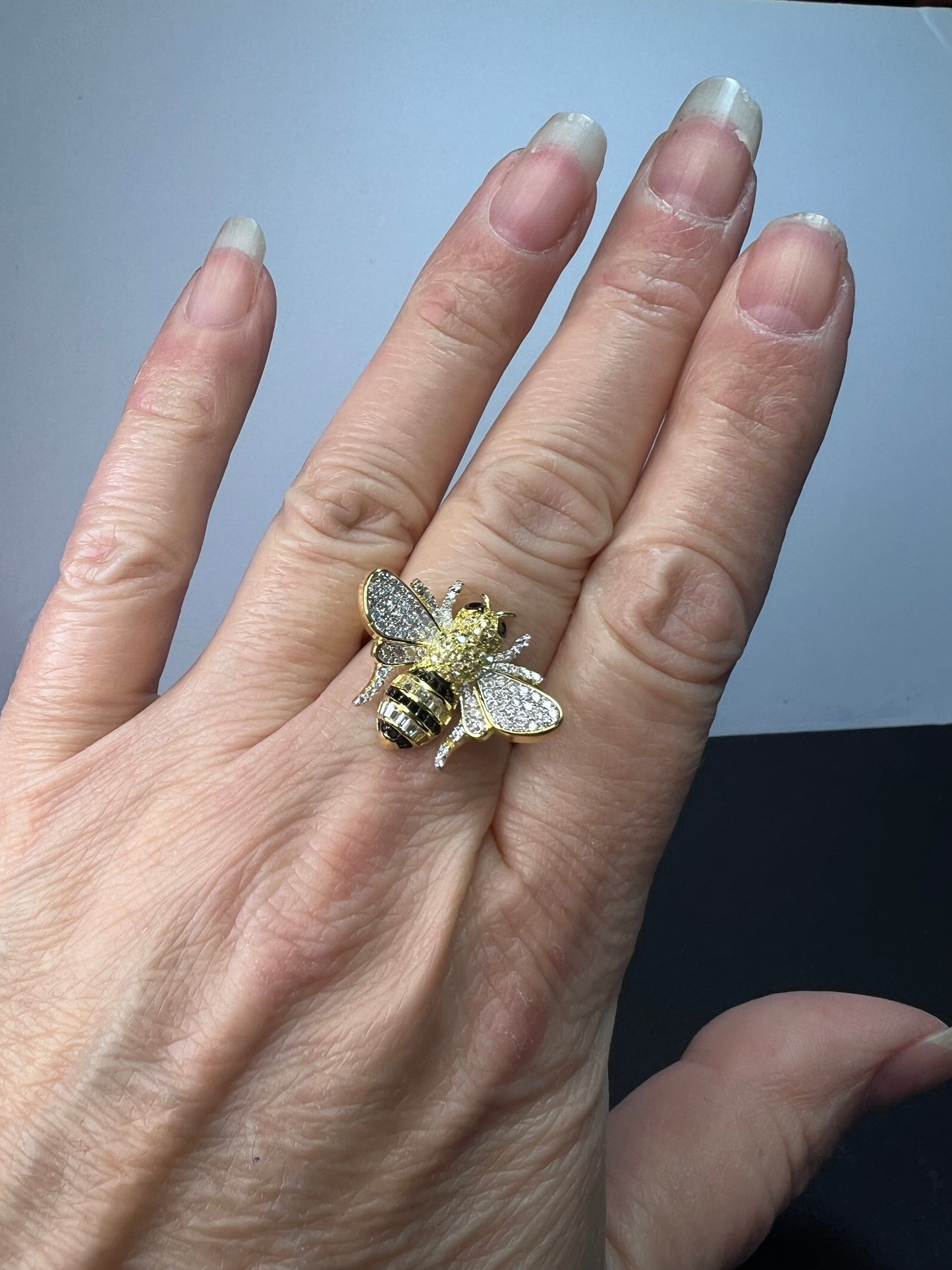 Bumblebee gold over sterling silver CZ ring size 9