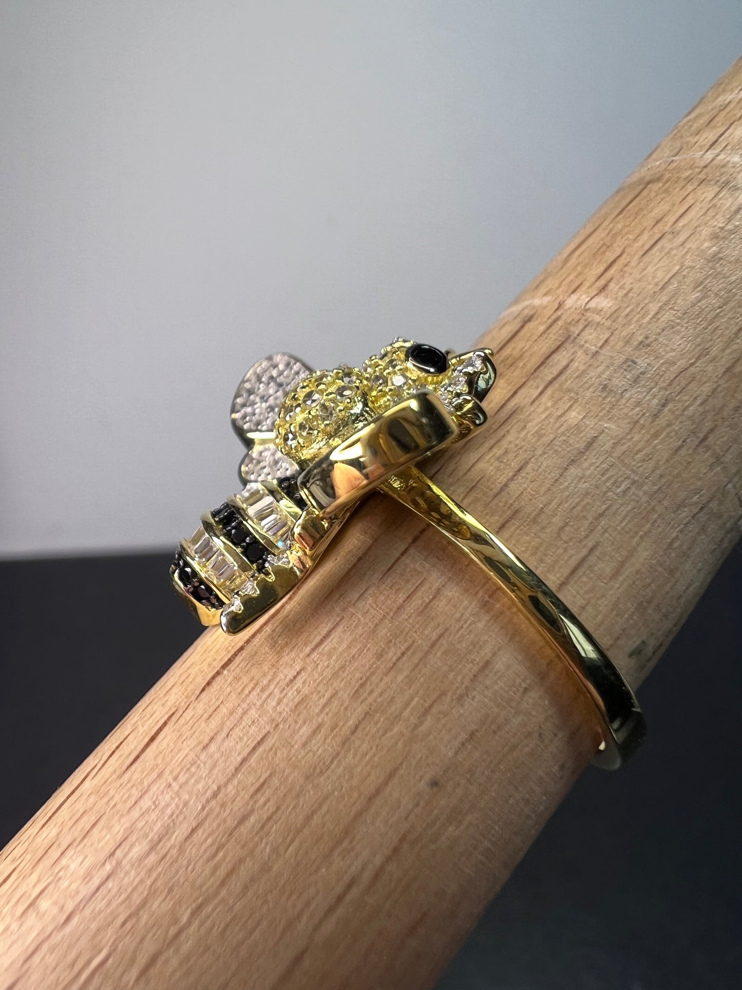 Bumblebee gold over sterling silver CZ ring size 9