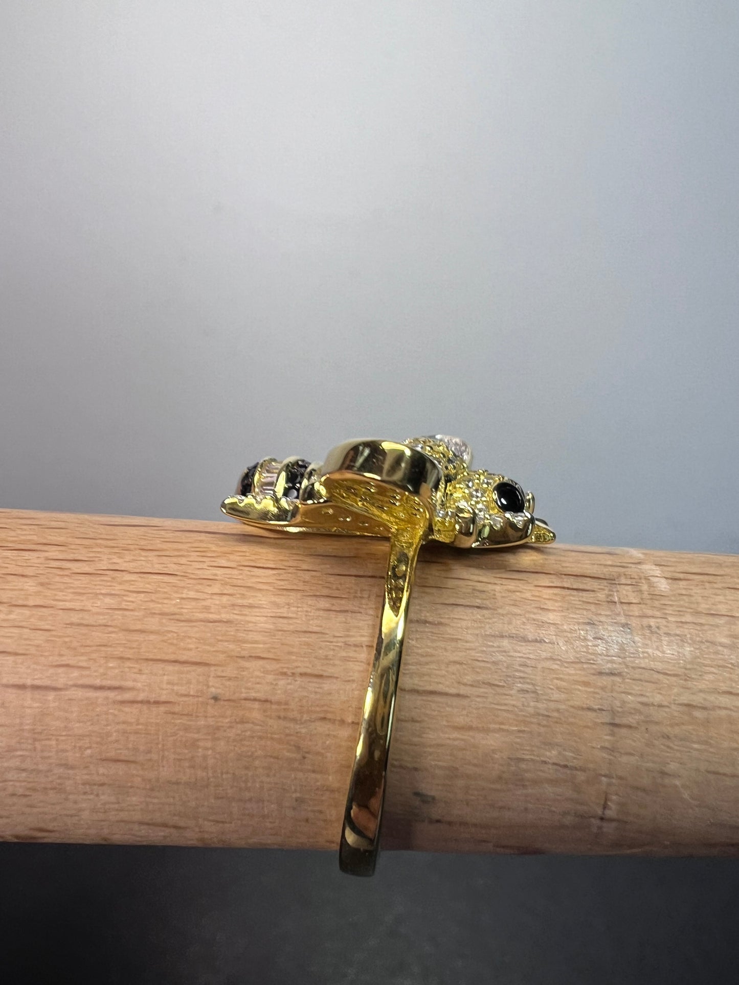 Bumblebee gold over sterling silver CZ ring size 9