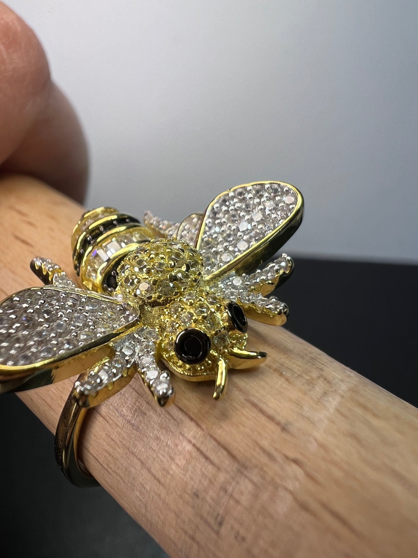 Bumblebee gold over sterling silver CZ ring size 9