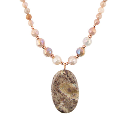 Barse Jasper Slab in Pink Necklace