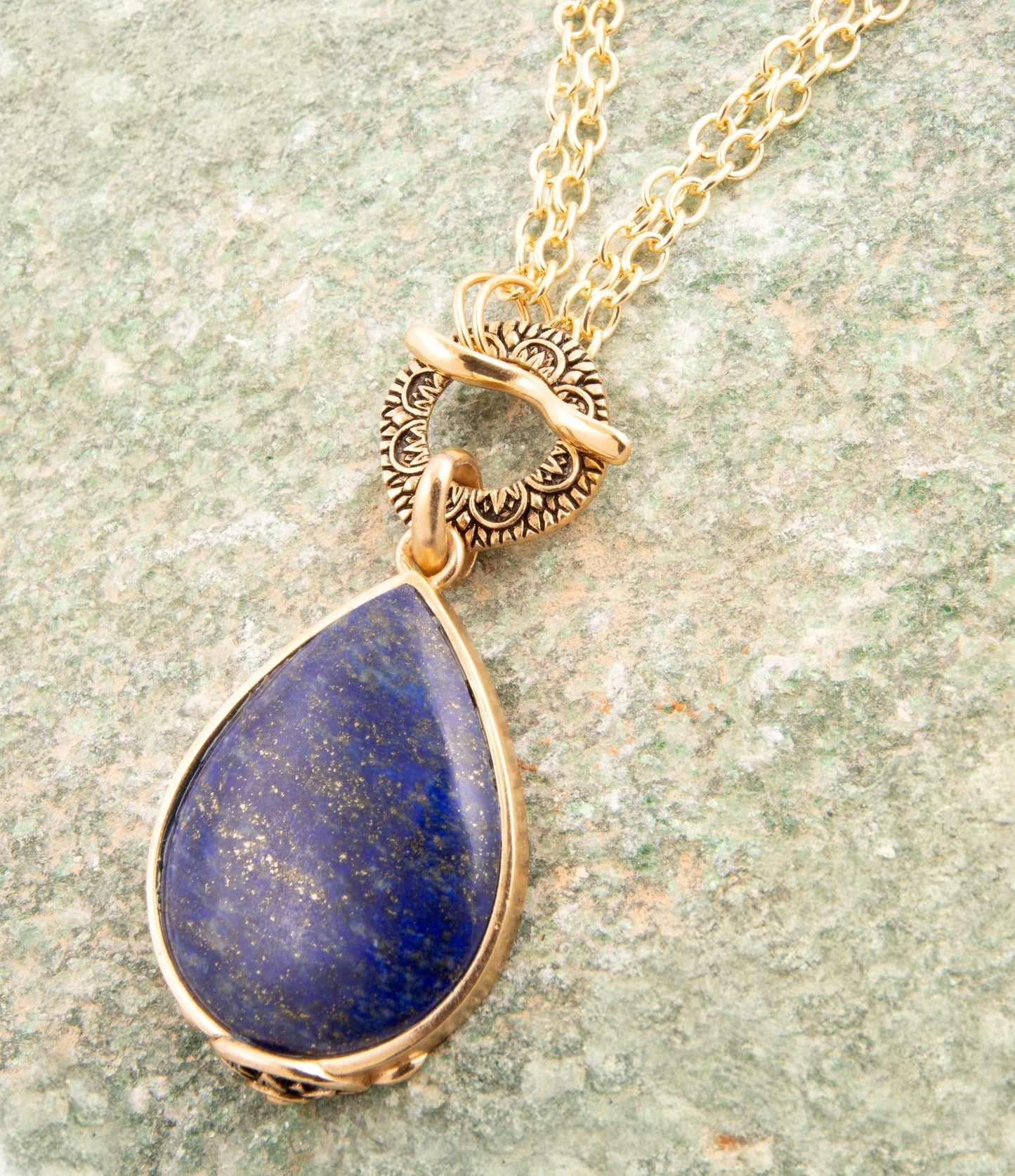 Barse Abby Blue Lapis Golden Pendant Necklace