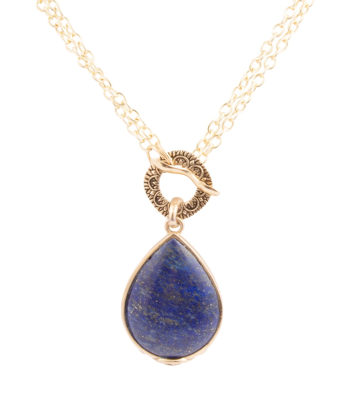 Barse Abby Blue Lapis Golden Pendant Necklace