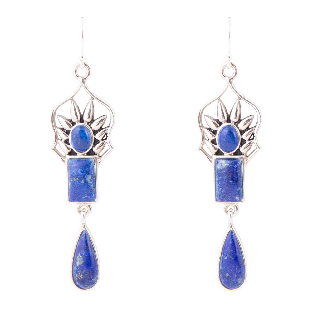 Barse Albie Blue Lapis and Sterling Silver Drop Earrings