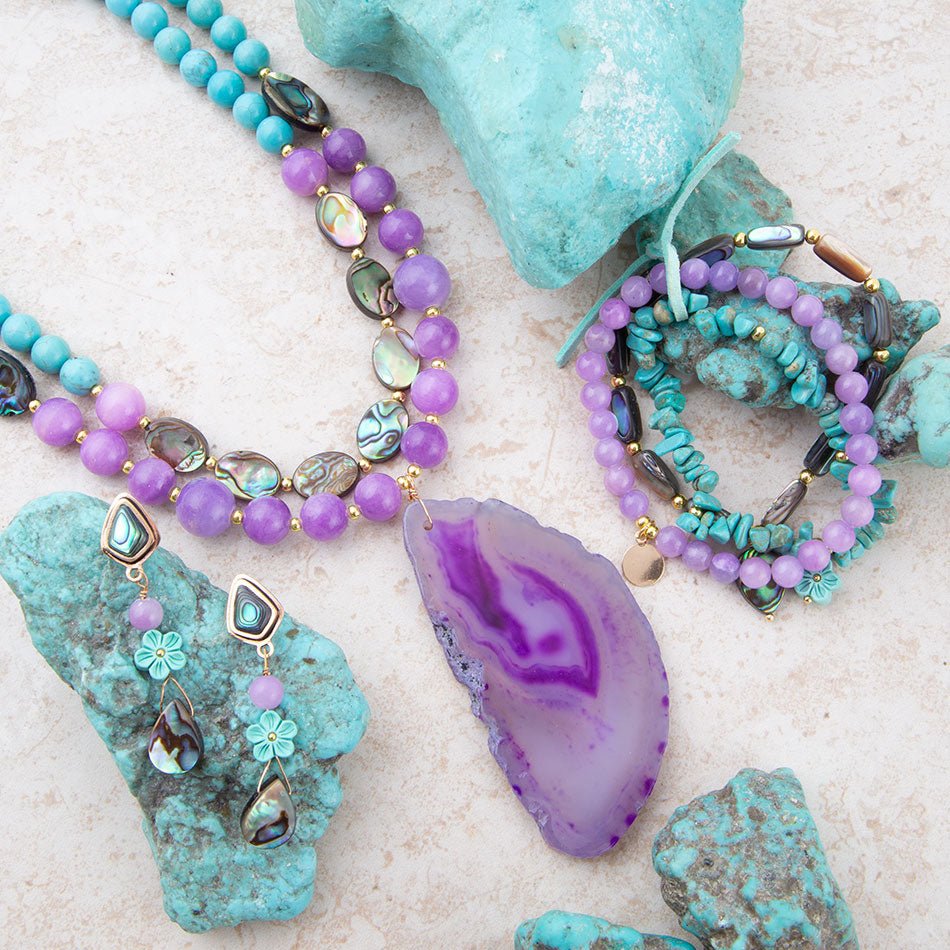 Aruba Purple Jade Statement Pendant Necklace
