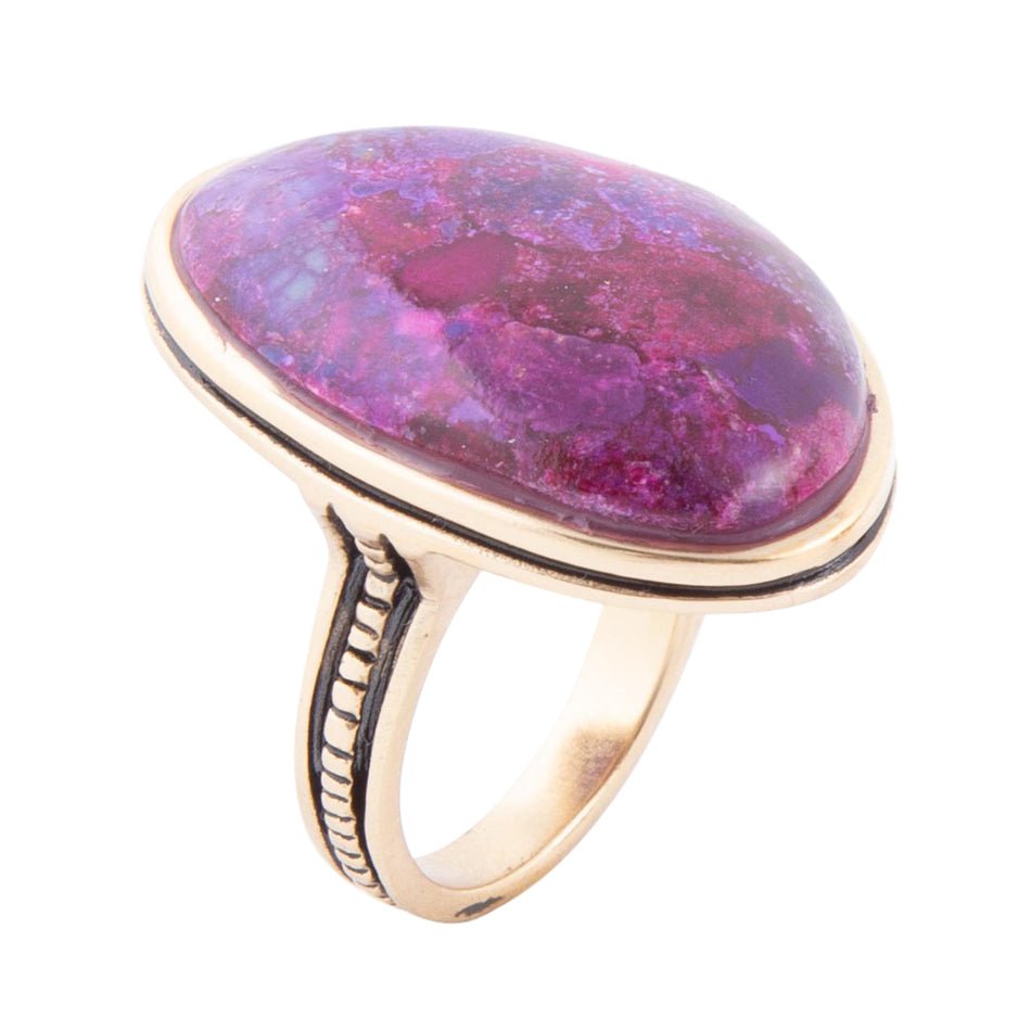 Barse Aruba Purple Turquoise Golden Statement Ring