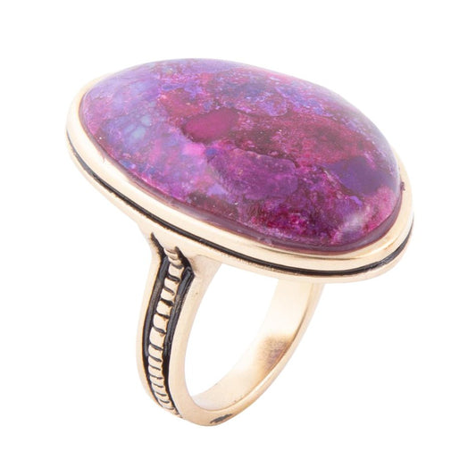 Barse Aruba Purple Turquoise Golden Statement Ring