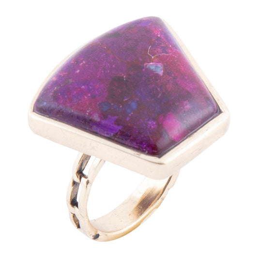 Barse Athena Purple Turquoise Statement Golden Ring
