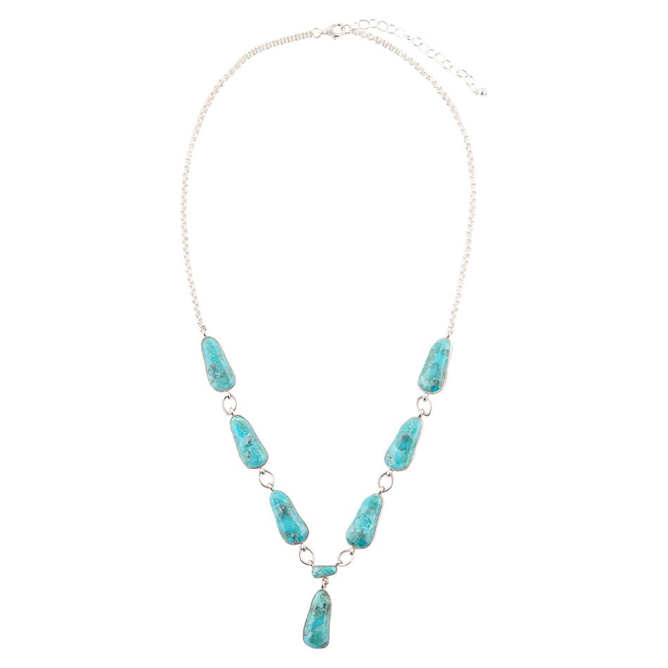 Barse Biwa Blue Turquoise and Sterling Silver Link Necklace