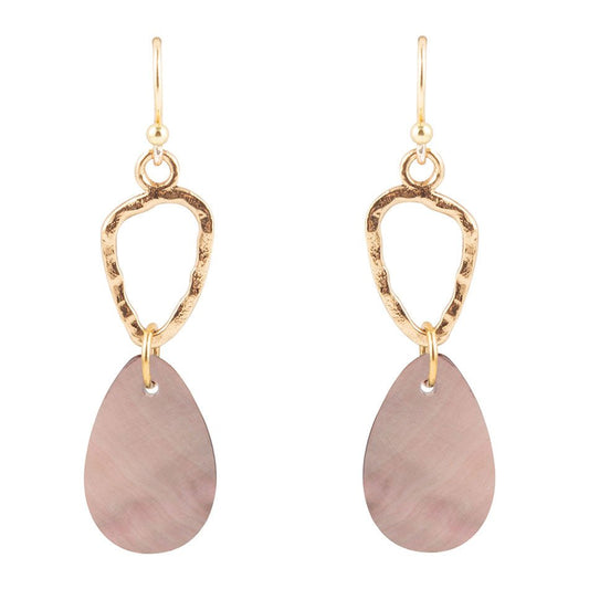 Barse Black Mother of Pearl and Bronze Drop Earrings