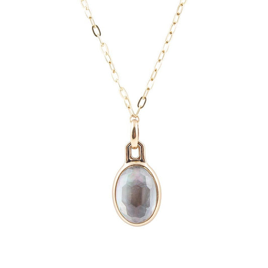 Barse Black Mother of Pearl Golden Pendant Necklace
