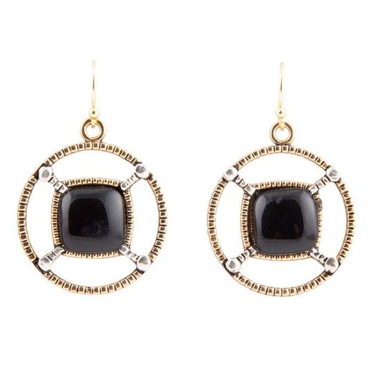 Black Onyx Mixed Metal Drop Earrings