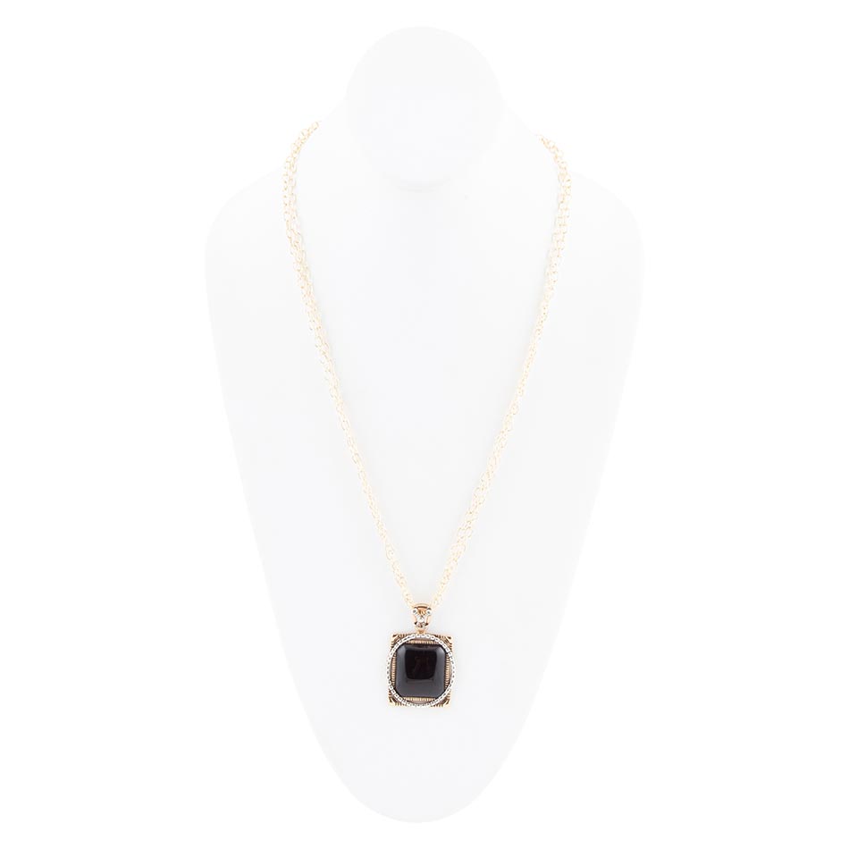 Black Onyx Mixed Metal Pendant Necklace