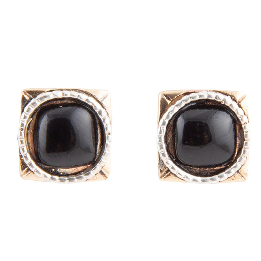 Barse Black Onyx Mixed Metal Post Earrings