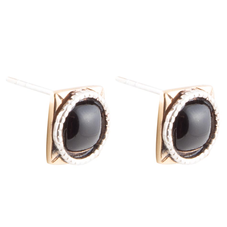 Barse Black Onyx Mixed Metal Post Earrings