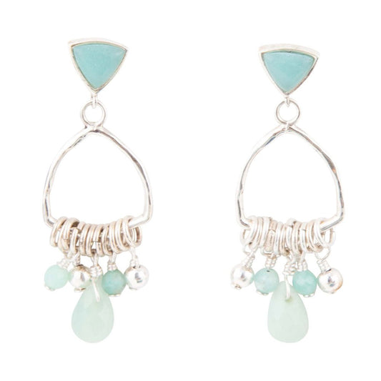 Barse Blue Amazonite and Sterling Silver Chandelier Earrings