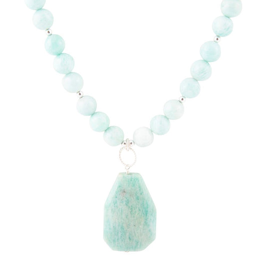 Blue Amazonite Sterling Silver Pendant Necklace