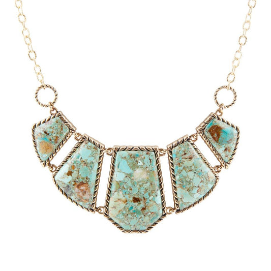 Barse Blue Turquoise and Goldtone Statement Necklace