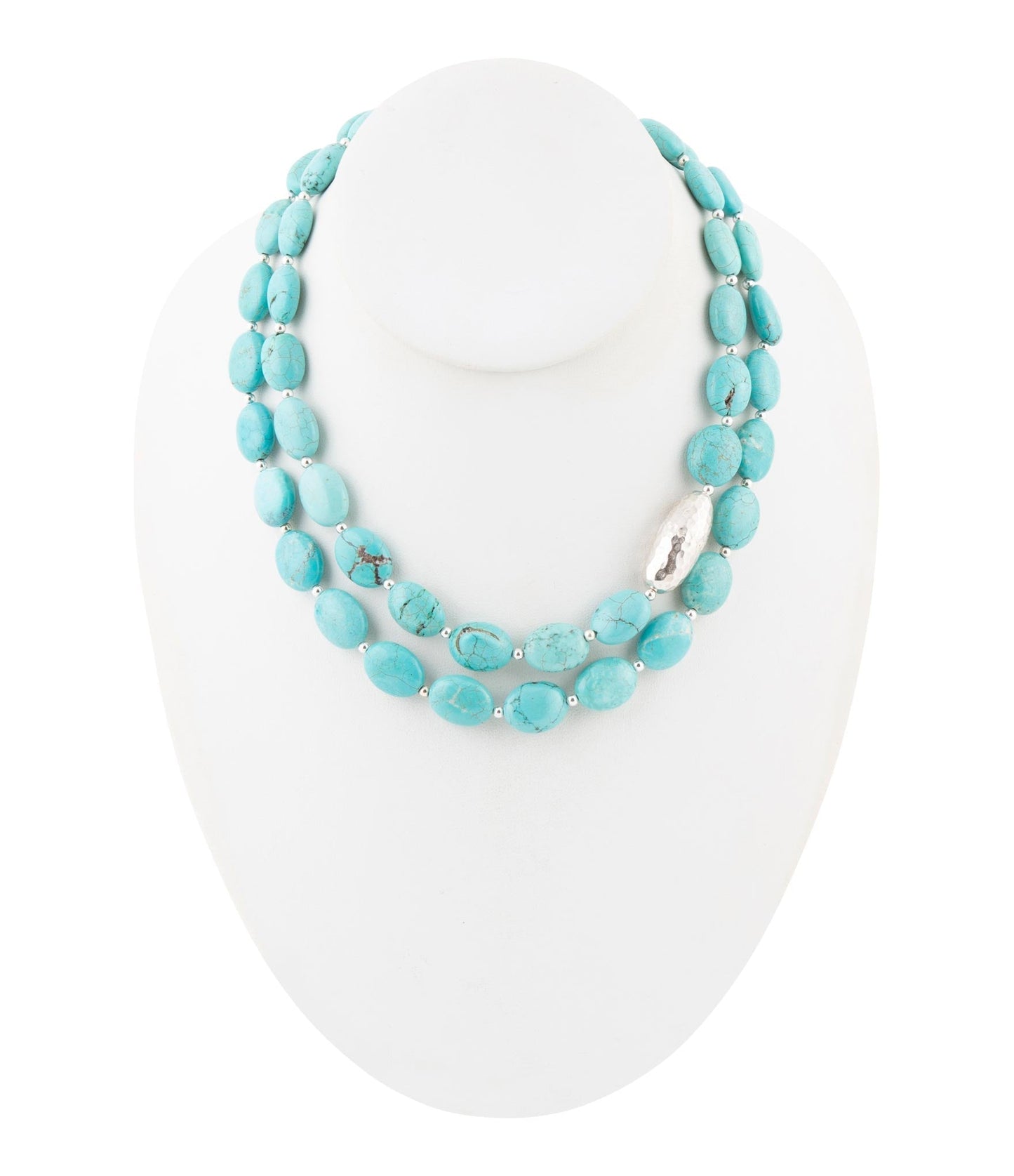 Barse Blue Turquoise Magnesite Sterling Silver Strand Necklace