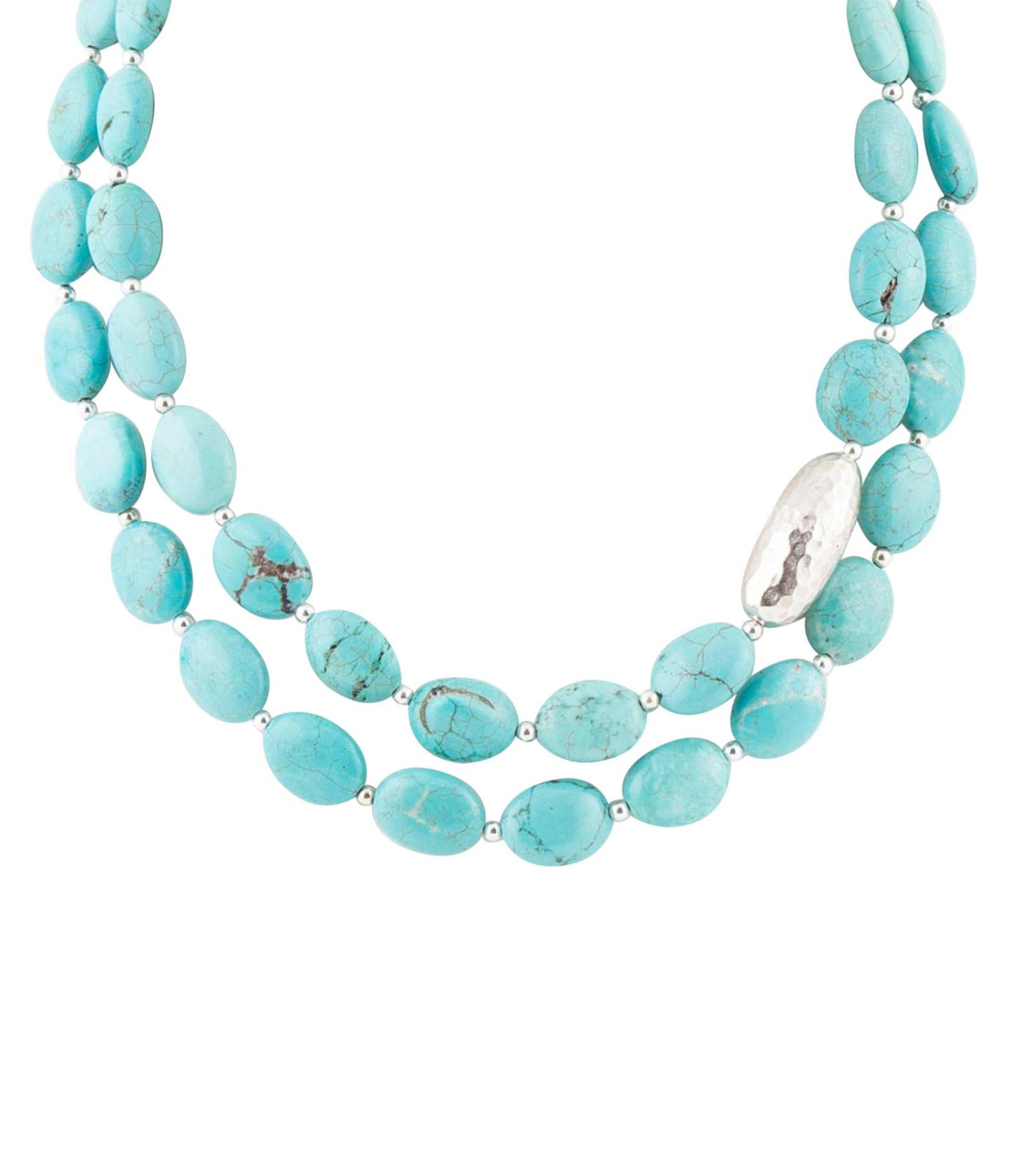 Barse Blue Turquoise Magnesite Sterling Silver Strand Necklace
