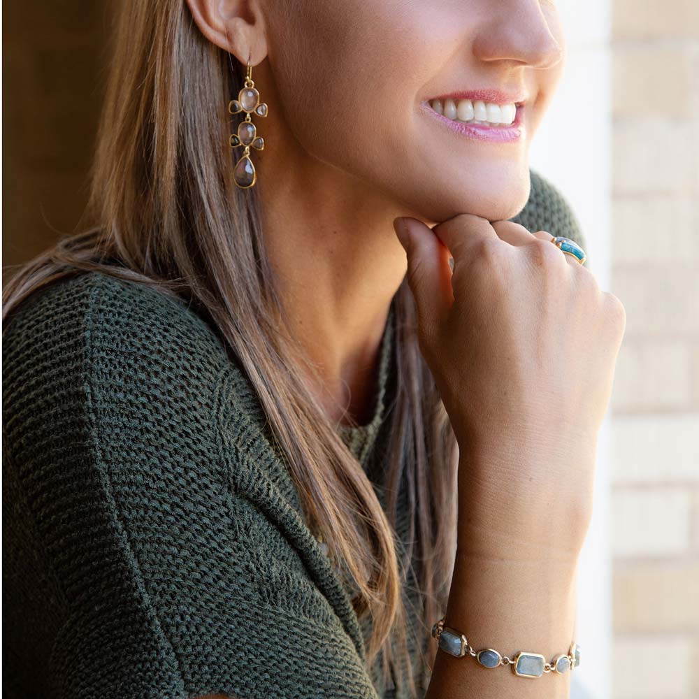 Barse Bold Labradorite and Bronze Toggle Bracelet