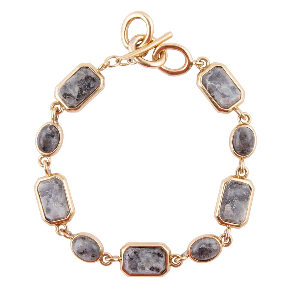 Barse Bold Labradorite and Bronze Toggle Bracelet