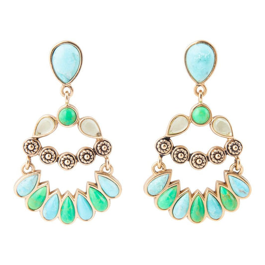 Barse Legacy Blue Turquoise Golden Post Drop Earrings