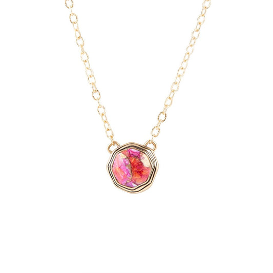 Barse Luca Pink Magenta Spiny Oyster Golden Pendant Necklace