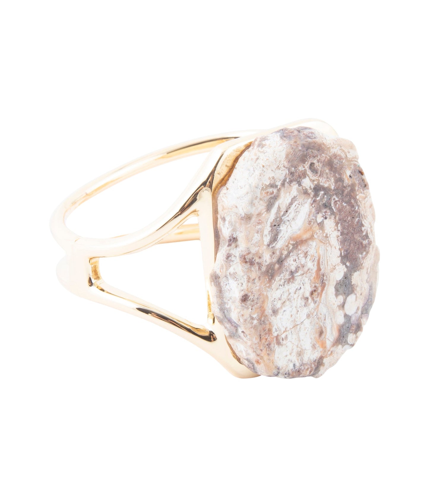 Barse Brown Ocean Jasper Slab Golden Cuff Bracelet