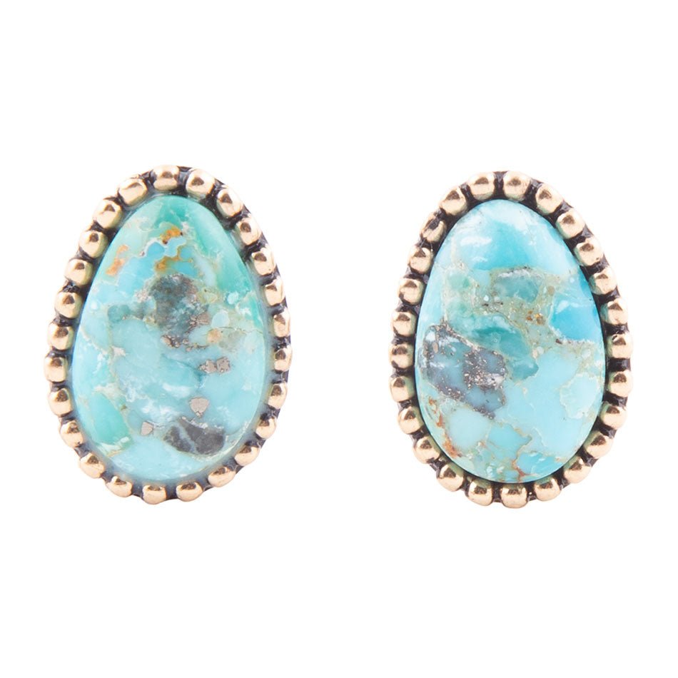 Barse Clip On Blue Turquoise Golden Earrings