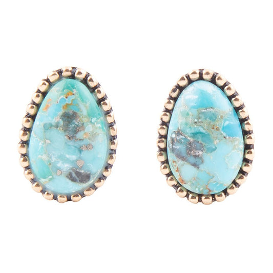 Barse Clip On Blue Turquoise Golden Earrings